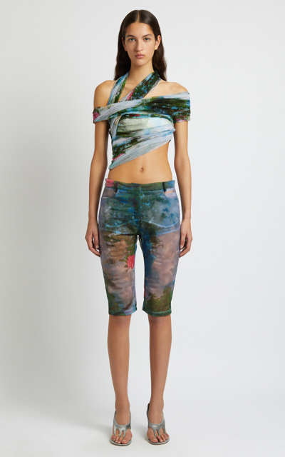 Christopher Esber Women's Lucid Wrapped Silk Crop Top In Print