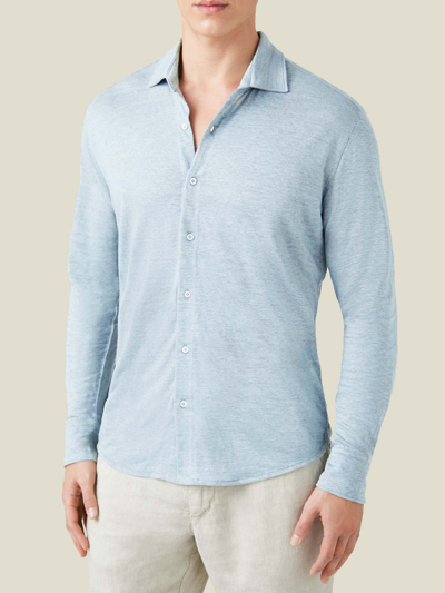 Luca Faloni Light Blue Linen Jersey Shirt