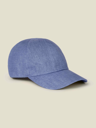 Luca Faloni Chambray Blue Linen Baseball Cap