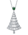 Genevive Christmas Tree Cubic Zirconia White And Emerald Green Pendant/brooch Pin