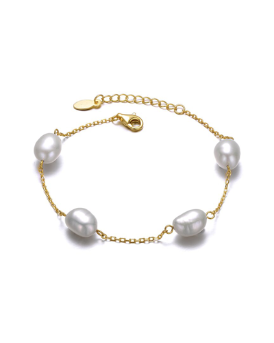 Genevive 14k Plated 5.4-8.9mm Pearl Bracelet