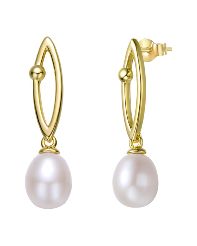 Genevive 14k Plated 2.75-7.5mm Pearl Dangle Earrings