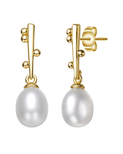 Genevive 14k Plated 1.8-7.5mm Pearl Dangle Earrings