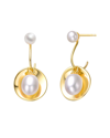 Genevive 14k Plated 5.5mm Pearl Dangle Earrings