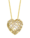 Genevive 14k Plated Diamond Heart Pendant Necklace