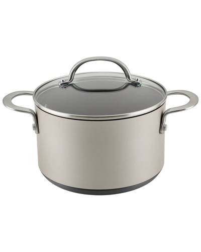 Anolon Achieve Hard Anodized Nonstick 4 Quart Saucepot With Lid In Silver