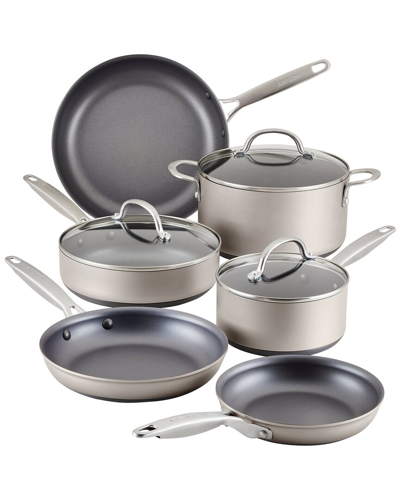 Anolon Achieve Hard Anodized Nonstick 10 Piece Cookware Pots And Pans Set In Silver