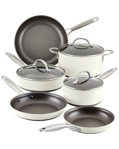 Anolon Achieve Hard Anodized Nonstick 10 Piece Cookware Pots And Pans Set In Cream