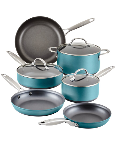 Anolon Achieve Hard Anodized Nonstick 10 Piece Cookware Pots And Pans Set In Teal