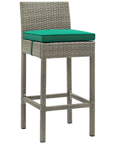 Modway Outdoor Conduit Outdoor Patio Wicker Rattan Bar Stool In Green