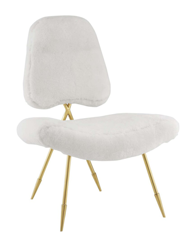 Modway Ponder Upholstered Sheepskin Fur Lounge Chair