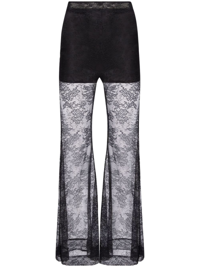 Nina Ricci Lace-detailing Flared Trousers In Black