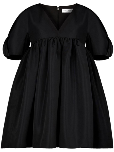 Nina Ricci Fully-pleated V-neck Dress In Black