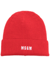 MSGM LOGO-EMBROIDERED KNITTED BEANIE