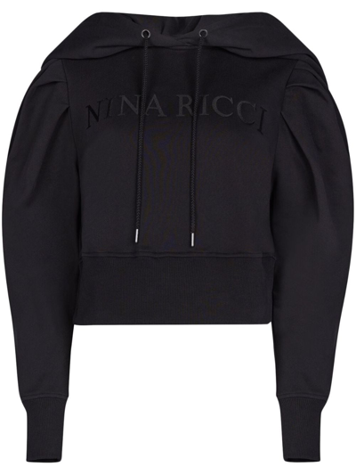 Nina Ricci Logo刺绣棉连帽衫 In Black