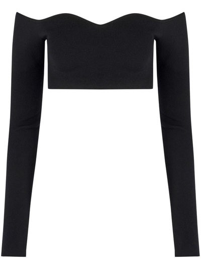 Nina Ricci Off-shoulder Cropped Top In Black