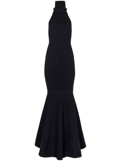 Nina Ricci Halterneck Sleeveless Maxi Dress In Black