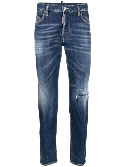 Dsquared2 Icon Distressed Skinny Jeans In Blue