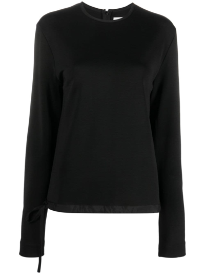 Jil Sander Zip-up Extra-long Sleeve Sweatshirt In Black