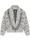 Alanui Bandana Jacquard Wool-cashmere Cardigan Bomber, White In Grey