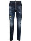 DSQUARED2 ILLUSTRATED DISTRESSED SKINNY JEANS