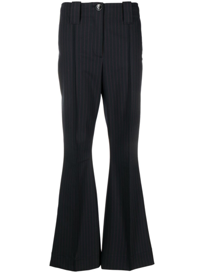 GANNI PINSTRIPE FLARED TROUSERS