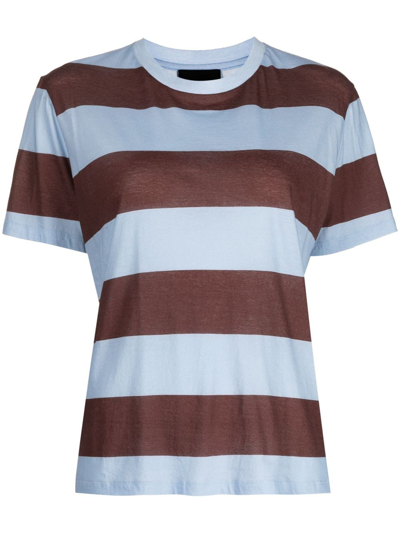 Cynthia Rowley Stripe-print Cotton T-shirt In Brown