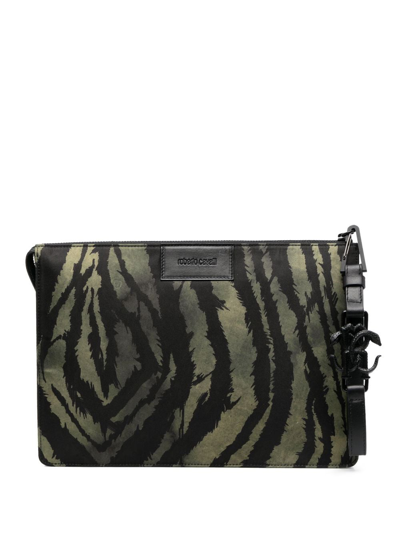 Roberto Cavalli Tiger-print Leather Pouch In D0186