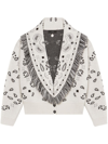 Alanui Bandana Jacquard Wool-cashmere Cardigan Bomber, White In White