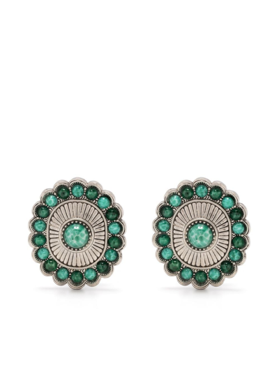 Roberto Cavalli Gemstone Shield Cip-on Earrings In D0607