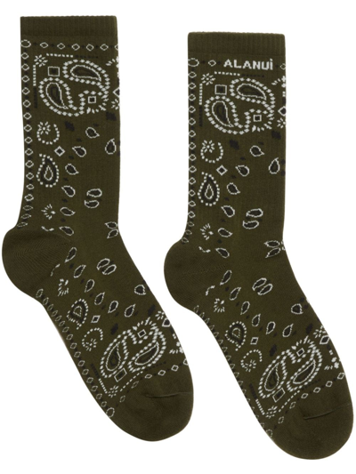 Alanui Bandana-print Ankle Socks In Black