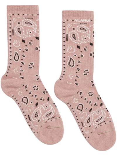 Alanui Bandana-print Ankle Socks In Pink