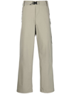C.P. COMPANY LOGO-PATCH BELTED WIDE-LEG TROUSERS