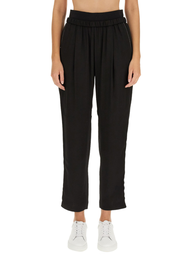 Fabiana Filippi Black Loose Pants With Toanl Elastic Waistband In Viscose Woman