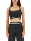 Helmut Lang Cotton Blend Square Neck Crop In Black