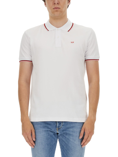 Diesel Embroidered-logo Polo Shirt In White