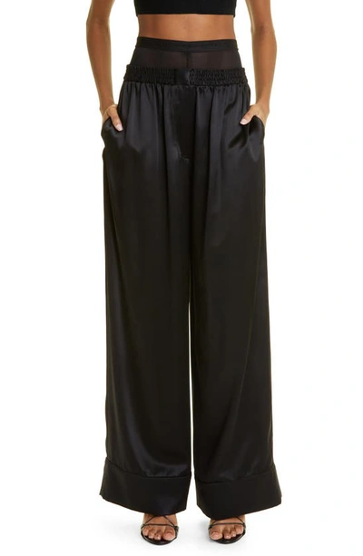 Alexander Wang Layered Boxer Trouser In Silk Charmeuse In Black