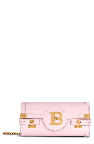 Balmain B-buzz 23 Calfskin Leather Clutch In Pale Pink