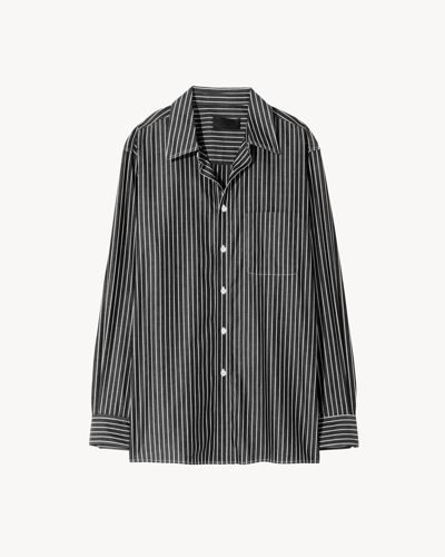 Nili Lotan Finn Shirt In Black/white Stripe