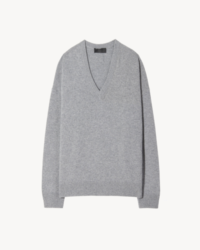 Nili Lotan Shagan Cashmere Jumper In Light Grey Melange