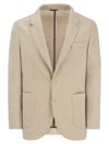 Brunello Cucinelli Cashmere Jersey Blazer With Patch Pockets In Sand