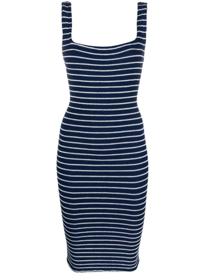 HUNZA G BLUE STRIPED TANK DRESS,TANKDRESSCRINKLE19917336