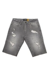 X-ray Ripped Raw Hem Denim Shorts In Grey