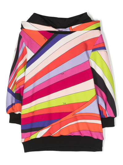Pucci Junior Kids' Abstract-print Cotton Dress In Black
