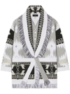 Alanui Icon Fringed Cashmere-jacquard Cardigan In Grey
