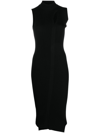 VERSACE SLASHED ROLL-NECK MIDI DRESS