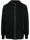 C.p. Company Diagonal Raised Fleece Zipped Goggle Hoodie In Black
