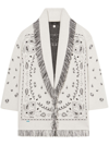 Alanui Bandana Jacquard Fringed Cashmere Cardigan In White