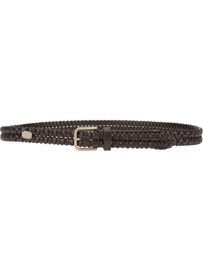 Dolce & Gabbana Woven Leather Belt In Black