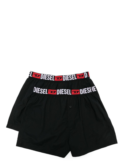 Diesel Logo-waistband Cotton Boxers Set In Black